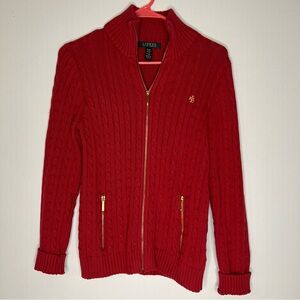 LAUREN Ralph Lauren Red cable knit sweater size M